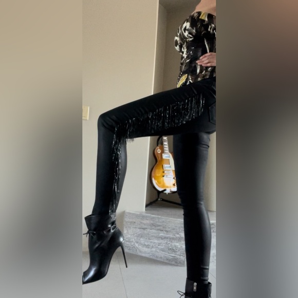 J brand x Halpern special edition Maria black fringe stellar jeans, size 27. - Picture 6 of 16